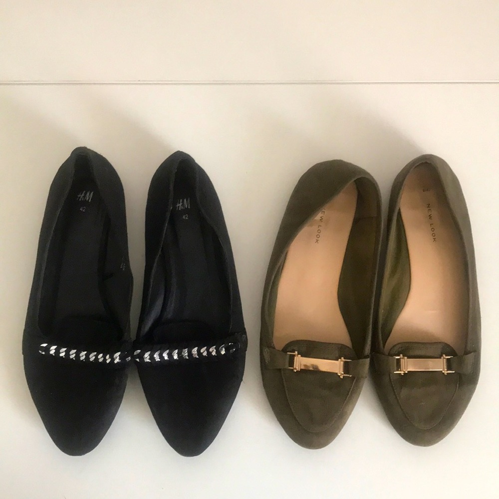 Black and Green flats Size 12